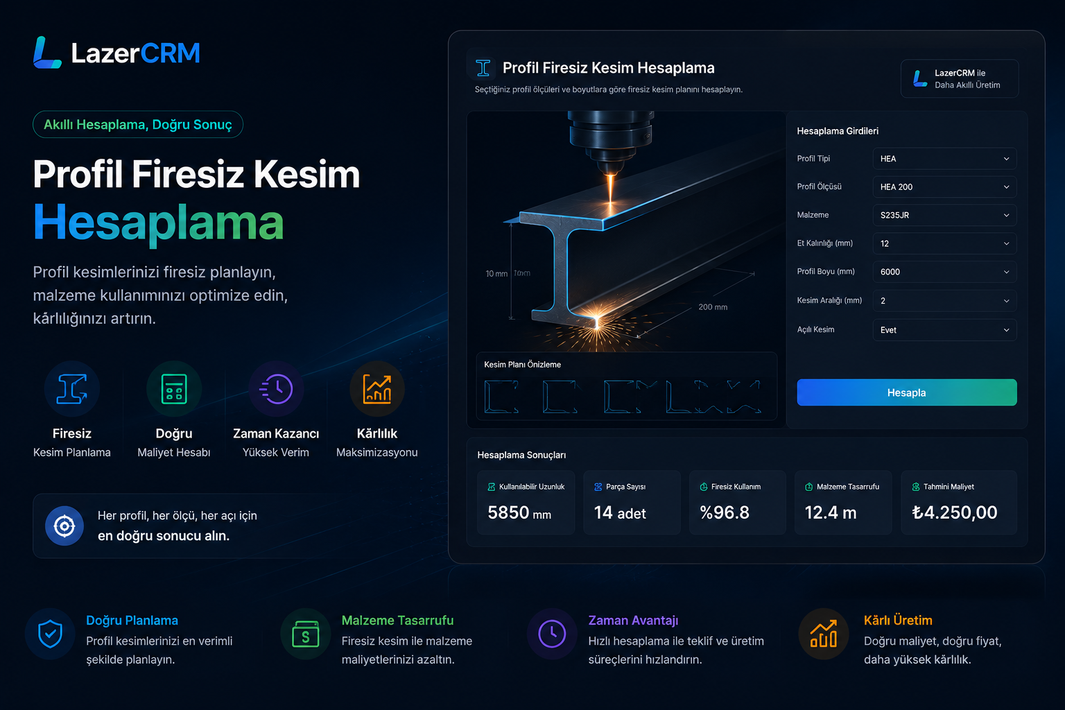 Profil Firesiz Kesim Hesaplama Nedir? Minimum Fire ile Maksimum Verim Rehberi